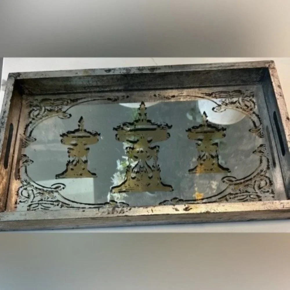 Silver Mirrored Tray Decor - Home Decor - Boho Decor - Summer Decor - Home